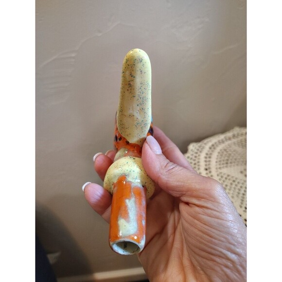 Handmade Speckled Duck Decanter Orange With Multicolor Spots Duck Collector - Picture 3 of 12